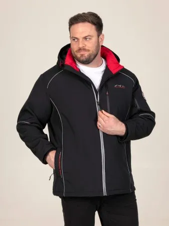 D555 Tall Mens Black Soft Shell Jacket With Padded Quilted Lining and Detachable Hooded (JAMIE)